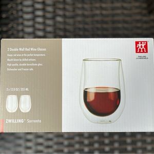 NWT - Zwilling J.A. Henckels 2 Double Wall Red Wine Glasses